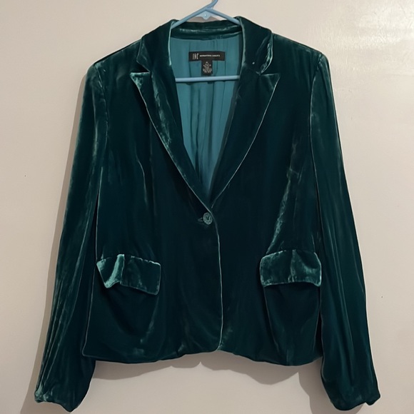 INC International Concepts Teal Velvet Blazer - Picture 7 of 7